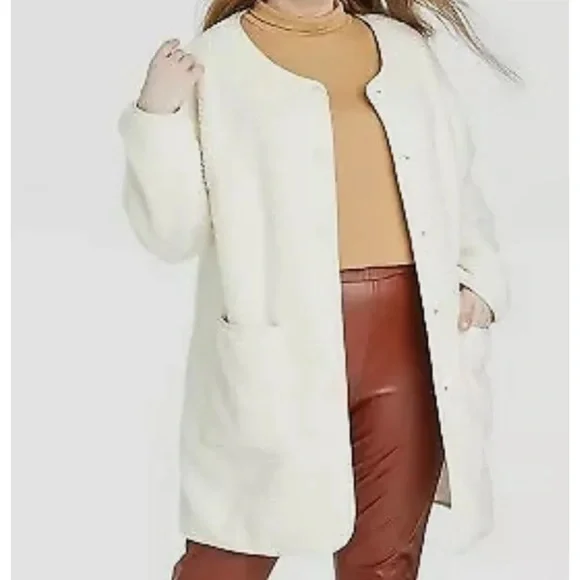 AVA & VIV Sherpa Jacket Coat Plus Size NEW - Picture 2 of 5